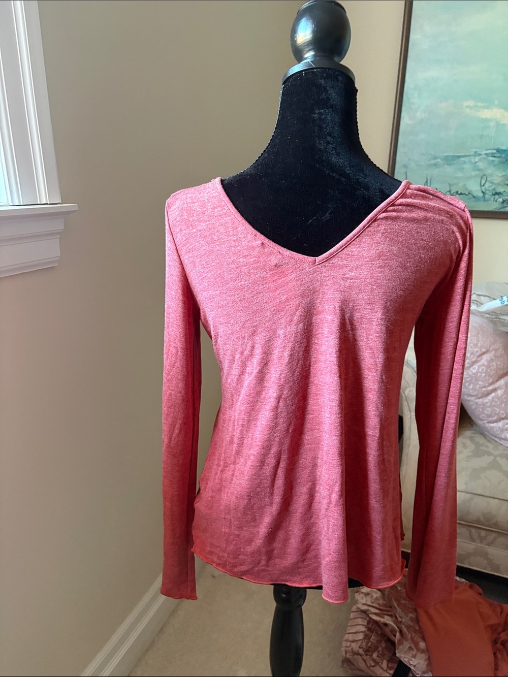 POL Coral Red Short-Sleeve Knit Top